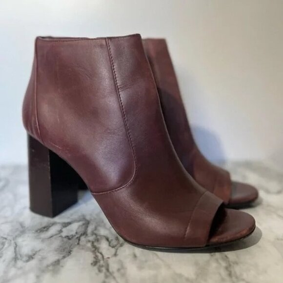 Vince Shoes - VINCE FIONN PEEP TOE BOOTIES ANKLE BOOTS HEELS - FIG LEATHER  in Size 8.5 US
